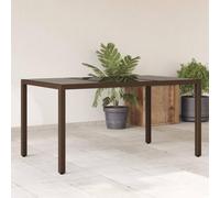 BOWEKAM Meubles, meubles d'extérieur, tables d'extérieur, table de jardin avec plateau en verre, marron, 150 x 90 x 75 cm, polyrotin
