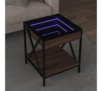 BOWEKAM Meubles, tables, tables d'appoint, tables basses, table basse avec LED Infinity Chêne marron 40 x 40 x 49 cm