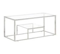 BOWEKAM Meubles, tables, tables d'appoint, tables basses, table basse en acier inoxydable argenté et verre trempé