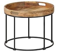 BOWEKAM Meubles, tables, tables d'appoint, tables basses, table basse en bois massif et acier, 50 x 40 cm
