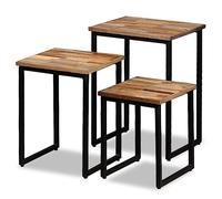 BOWEKAM Meubles, tables, tables d'appoint, tables basses, table basse gigogne, ensemble de 3 pièces en teck recyclé massif