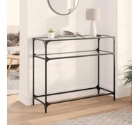 BOWEKAM Meubles, tables, tables d'appoint, tables console, table console avec plateau en verre transparent, 98 x 35 x 81 cm, acier