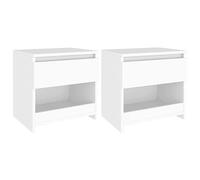 BOWEKAM Meubles, tables, tables de chevet, tables de chevet, 2 pièces, blanc, 40 x 30 x 39 cm, bois d'ingénierie