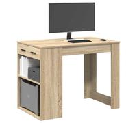 BOWEKAM Meubles, tables, tables de cuisine et de salle à manger, bureau avec tiroir et étagère, chêne sonoma, 102 x 62 x 77,5 cm, bois d'ingénierie