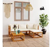 BOWEKAM Salon de jardin 5 pièces avec coussins en bois d'acacia massif