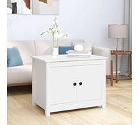 BOWEKAM Tables d'appoint en pin massif Blanc 71 x 49 x 55 cm