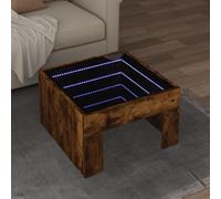 BOWEKAM Tables d'appoint Table basse avec LED Infinity Chêne fumé 50 x 50 x 30 cm