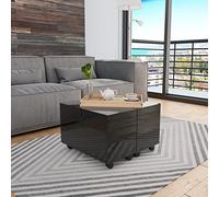 BOWEKAM Tables d'appoint - Table basse - En bois d'ingénierie - Noir brillant - 60 x 60 x 35 cm