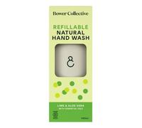 Bower Collective Kit de démarrage de savon naturel pour les mains, liquide citron vert et aloe vera, distributeur de savon réutilisable avec 400 ml de savon de salle de bain rechargeable, respectueux