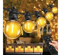 Bowfar Guirlande lumineuse d'extérieur, 10M Guirlande Guinguette avec 17 + 2 pièces ampoules G40, étanche IP68, intensité variable, avec télécommande, pour jardin, terrasse, fête, mariage, Noël