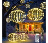 Bowfar Guirlande Lumineuse Extérieure Électricité, 20 cm Pack de 4 Grande Boule Guirlande Lumineuse Suspendue Arbre de Noël avec Télécommande Minuterie, Globe Éclairage de Noël, Blanc Chaud