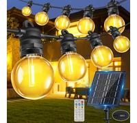 Bowfar Guirlande lumineuse solaire d'extérieur, 20M 33 + 2 ampoules G40, avec télécommande, étanche IP68, 8 modes d'éclairage Guirlande Guinguette pour jardin, balcon, terrasse, décoration extérieure
