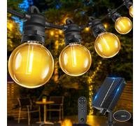 Bowfar Guirlande lumineuse solaire d'extérieur, 6M 10 + 1 ampoules G40, avec Fonction mémoire, étanche IP68, 8 modes d'éclairage Guirlande Guinguette pour jardin, terrasse, décoration extérieure