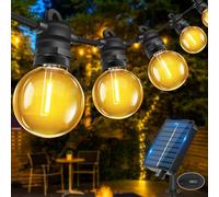 Bowfar Guirlande lumineuse solaire d'extérieur, 6M 10 + 1 ampoules G40, avec Fonction mémoire, étanche IP68, 8 modes d'éclairage Guirlande Guinguette pour jardin, terrasse, décoration extérieure