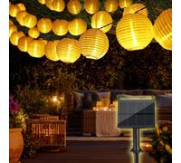 Bowfar Guirlande lumineuse solaire d'extérieur - 6M 30 LED - 800 mAh - Avec panneau solaire amélioré - 8 modes - Résistante aux intempéries - Pour jardin, balcon, terrasse, mariage - Blanc chaud