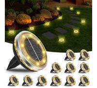 Bowfar Lot de 12 Lampe Solaire Au Sol, 12 LED Lampes Solaires Extérieur Étanche IP65 Éclairage de jardin, Spot Lumiere Solaire pour Pelouse Trottoir Patio Allée Chemins Terrasse Cour, Blanc Chaud