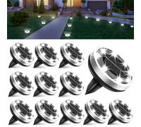 Bowfar Lot de 12 Lampe Solaire Au Sol, 8 LED Lampes Solaires Extérieur Étanche IP65 Éclairage de jardin, Spot Lumiere Solaire pour Pelouse Trottoir Patio Allée Chemins Terrasse Cour, Blanc froid