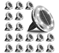 Bowfar Lot de 18 Lampe Solaire Au Sol, 12 LED Lampes Solaires Extérieur Étanche IP65 Éclairage de jardin, Spot Lumiere Solaire pour Pelouse Trottoir Patio Allée Chemins Terrasse Cour, Blanc froid