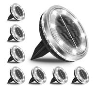 Bowfar Lot de 8 Lampe Solaire Au Sol, 12 LED Lampes Solaires Extérieur Étanche IP65 Éclairage de jardin, Spot Lumiere Solaire pour Pelouse Trottoir Patio Allée Chemins Terrasse Cour, Blanc froid
