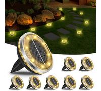 Bowfar Lot de 8 Lampe Solaire Au Sol, 12 LED Lampes Solaires Extérieur Étanche IP65 Éclairage de jardin, Spot Lumiere Solaire pour Pelouse Trottoir Patio Allée Chemins Terrasse Cour, Blanc Chaud