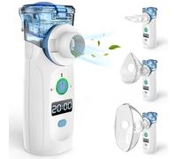 Bowfar Nebulisateur pour Adultes, Nebulisateur Portable Rechargeable avec 2 Gobelets à Médicaments pour Adultes et Enfants, Granulométrie 2-5 µm, Inhalateur Silencieux pour Voyages en famille, Bleu