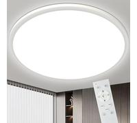 Bowfar Plafonnier LED 49CM, Rond Luminaire Plafonnier 46W avec télécommande et variateur, Ultra-fin Lampe LED Chambre 3000-6500K, idéal pour Salon Chambre d'enfant Cuisine Salle De Bain, Blanc