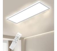 Bowfar Plafonnier LED Rectangulaire avec télécommande, intensité 3000K-6500K, Luminaire Plafonnier LED ultra plat 24W avec rétroéclairage pour salon, chambre, salle de bain, 58 * 20 * 2,5cm - Blanc