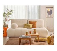 Bowie - canapé 3 places convertible coffre + coussin rond inclus en tissu texturé - Beige