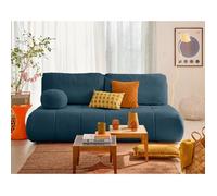 Bowie - canapé 3 places convertible coffre + coussin rond inclus en tissu texturé - Bleu
