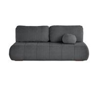 Bowie - canapé 3 places convertible coffre + coussin rond inclus en tissu texturé - Gris foncé