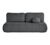 Best Mobilier - Bowie - canapé 3 Places Convertible Coffre + Coussin Rond Inclus en Tissu texturé, Gris foncé