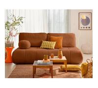 Bowie - canapé 3 places convertible coffre + coussin rond inclus en tissu texturé - Terracotta