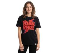BOWIE David Cropped T-Shirt Dames Femmes Bande de Chanson Rebel Black Top L