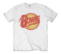 Bowie David - T-Shirt # M Unisex White # Vintage Diamond Dogs Logo [Import]