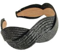 BOWINGBO Accessoires de cheveux légers chic pour femme - Polyvalent - Bandeau tressé torsadé - Herbe en raphia - Large croix - Corde à cheveux - Accessoires pour cheveux pour femme