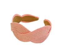 BOWINGBO Accessoires de cheveux légers chic pour femme - Polyvalent - Bandeau tressé torsadé - Herbe en raphia - Large croix - Corde à cheveux - Accessoires pour cheveux pour femme