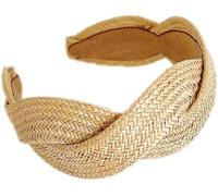 BOWINGBO Accessoires de cheveux légers chic pour femme - Polyvalent - Bandeau tressé torsadé - Herbe en raphia - Large croix - Corde à cheveux - Accessoires pour cheveux pour femme