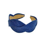 BOWINGBO Accessoires de cheveux légers chic pour femme - Polyvalent - Bandeau tressé torsadé - Herbe en raphia - Large croix - Corde à cheveux - Accessoires pour cheveux pour femme