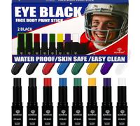 Bowitzki Eye Black Stick 8 couleurs résistant à l'eau sous le sport Marqueurs de peinture pour le visage et le corps Maquillage Athlètes Softball Stuff Lacrosse Baseball Football Game Accessoires
