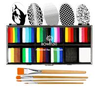 Bowitzki Kit de peinture faciale professionnelle 12 x 10 g One Stroke Split Cake non toxique Arc-en-ciel Flora Dolphin Licorne Flamme