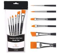 Bowitzki Lot de 6 pinceaux de Peinture pour Le Visage, Peinture Acrylique, Peinture Aquarelle, Gouache à l'huile