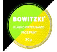 Bowitzki Peinture professionnelle pour le visage et le corps - 30 g - À base d'eau - Sans danger pour les enfants et les adultes - Couleur unie - Pour Halloween, Noël, fête (jaune fluo)