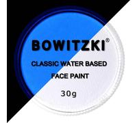 Bowitzki Peinture professionnelle pour le visage et le corps - À base d'eau - 30 g - Sans danger pour les enfants et les adultes - Couleur unie - Pour Halloween, Noël, fête (blanc fluo)
