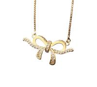 Bowknot Forme Mignon Pendentif Collier pour Femmes Mode Chaîne Cristal Zircon Ras de Cou Charme Bijoux Anniversaire Cadeau de Mariage