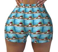 Bowl Cherry on Wood Printing Lot de 1 short de sport pour femme doux et confortable pour entraînement athlétique, Noir , XXL Taille courte
