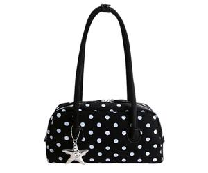 Bowler Dot - 11,42x5,91x3,15 pouces Cartable rétro sous les bras, adorable porte-loisirs, compagnon chic du w nd pour soutenir les tenues de vacances | Fourre-tout élégant à fermeture éclair a