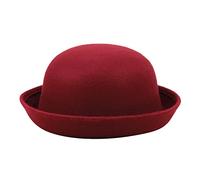 Bowler Hat for Womens Elegant Adults Solid Roll Up Brim Hats Fashion Panama Bucket Felt Cloche Caps Women Ladies Vintage Classic Wool Round Caps
