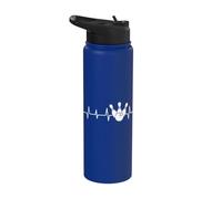 Bowling Heartbeat Bowler Art Funny Bowling Stainless Steel Insulated Water Bottle