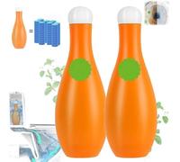 Bowling Lot de 2 nettoyeurs automatiques à bulles bleues pour cuvette de toilette en bouteille, désodorisant et détartrant, nettoyant de toilettes pour réservoir, empêche le calcaire