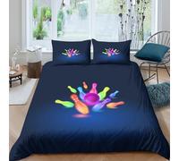 Bowling pins Ensemble De Literie 3 Pièces 3D Imprimée Microfibre Hypoallergique Coloré cartoon style Housse de Couette avec 2 x Taies d'oreiller Respirante for Chambre à Coucher King（220x240cm）